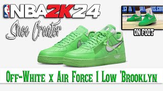 NBA 2K24 Shoe Creator - How to make Off White Air Force 1 Low 'Brooklyn'