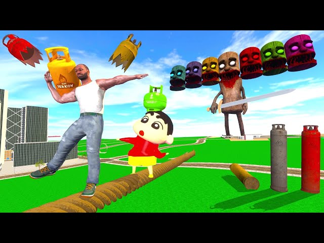 Franklin Fight With 7 Colourful Head Horror Tung Tung Sahur In Indian Bike Driving 3d: