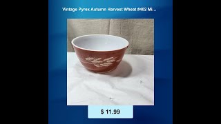 Vintage Pyrex Autumn Harvest Wheat #402 Mixing Serving Bowl 1.5 quart