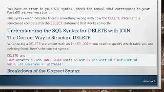Resolving SQL SELECT Statement Issues with DELETE