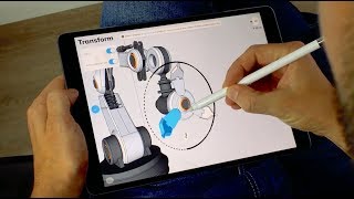 3D modeling a robot arm on iPad with Shapr3D screenshot 2