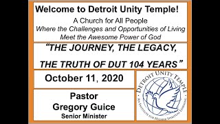 Detroit Unity Temple Sunday Service 10 11 20