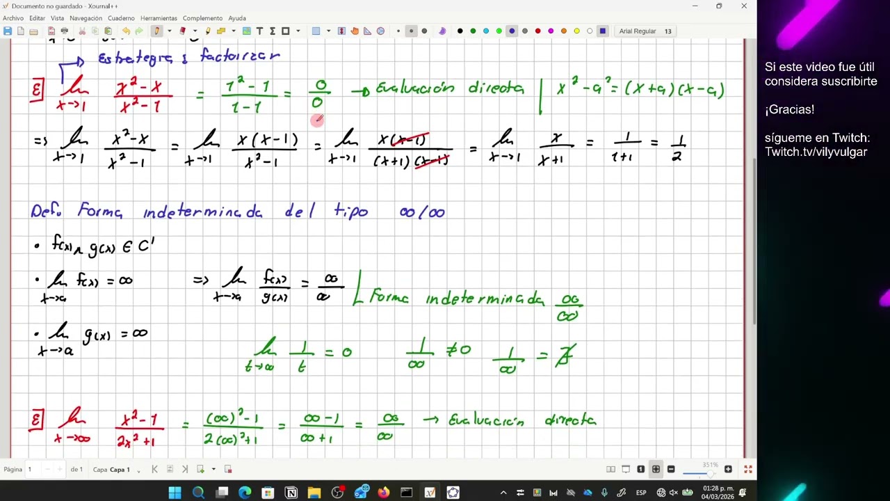 CACM26 4.4 Formas indeterminadas y LHopital