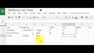 Conducting a Chi-Square Test for Homogeneity with GoogleSheets