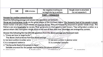 Past paper| Reading and comprehension| Intermediate category BPS 5 to 15 jobs 
