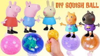 How to Make DIY Peppa Pig Slime Glitter Squishy Ball with George & Friends
