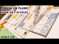 👉🏼Aprende a dibujar el plano para casa de 3 niveles paso a paso - Cursos Doméstika 🏚️