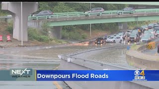 Downpours flood roads in Providence, Seekonk