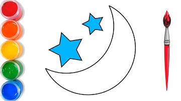 How To Draw a Crescent Moon and Stars For Kids