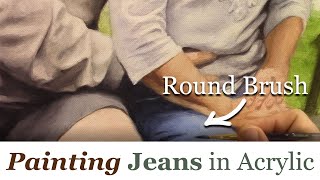How to Paint Wrinkles on Jeans in Your Acrylic Portrait| REALISTIC PORTRAIT PAINTING