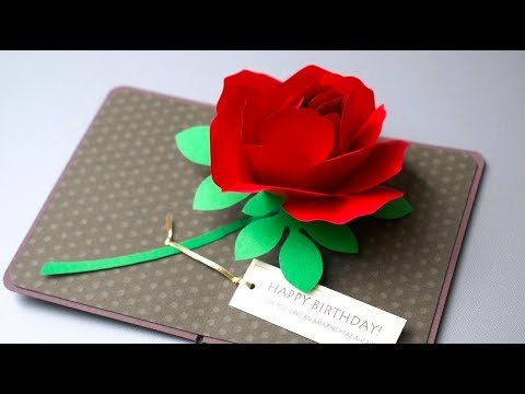 Pop Up Card Red Rose Youtube