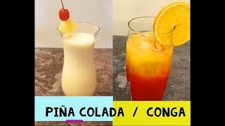 Dos cocteles sin alcohol, Piña colada y Conga - YouTube