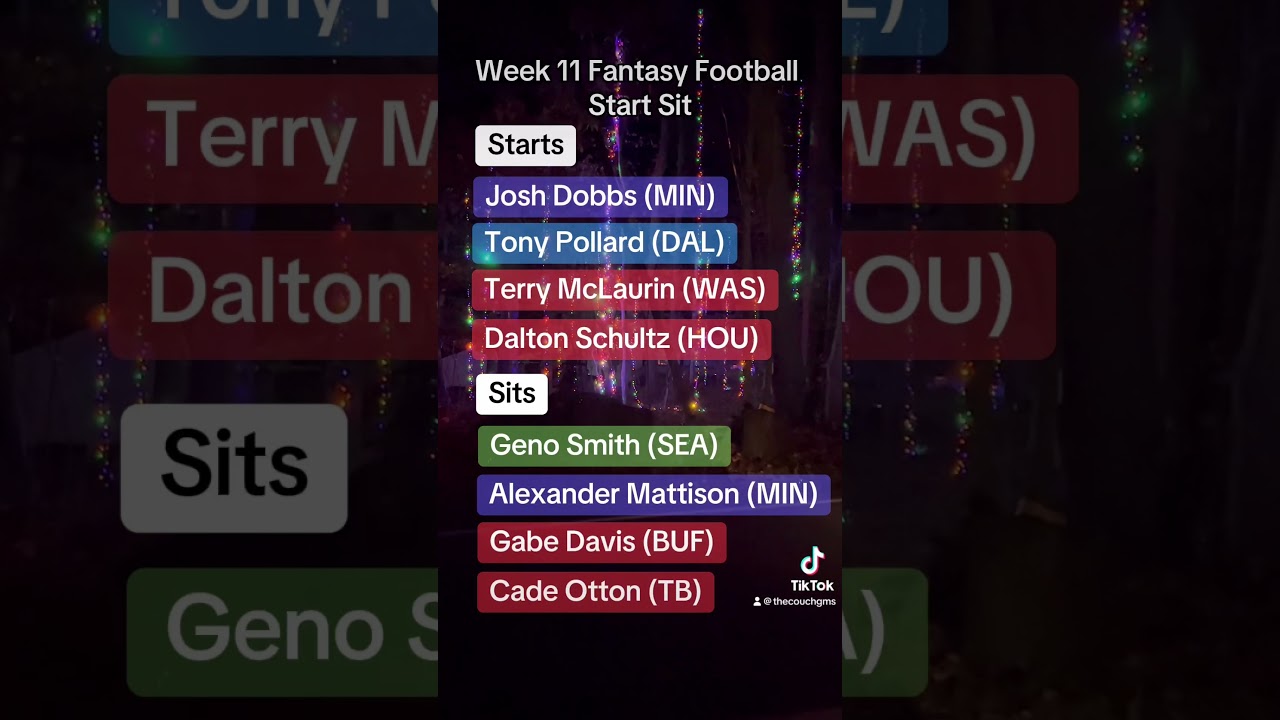 Week 11 Fantasy Football Start Sit 