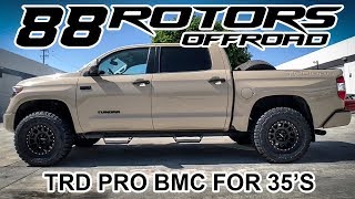 2016 toyota tundra trd pro, factory bilstein suspension, shims,
shackles, 35" tires, bmc body mount chop 35x12.50r18 toyo open country
rt, bfgoodrich ko2 che...