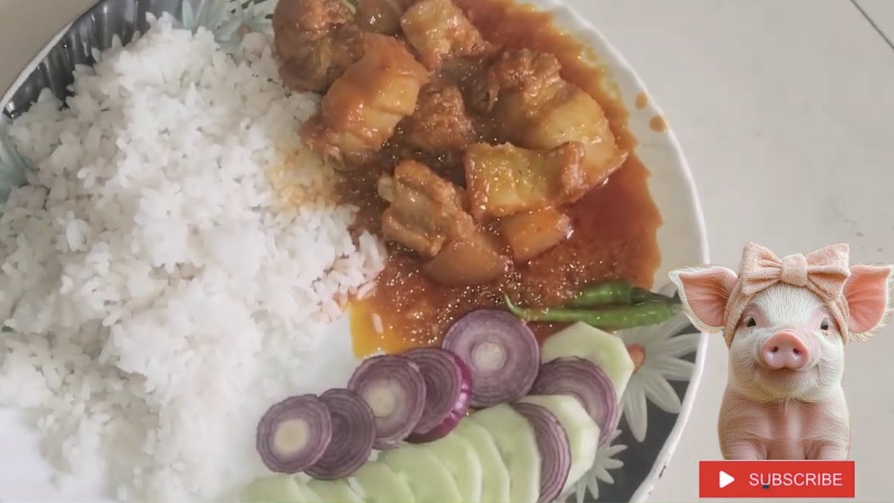 Village Style Pork Curry Cooking & Eating | Pork Recipe with Rice | Village Life 