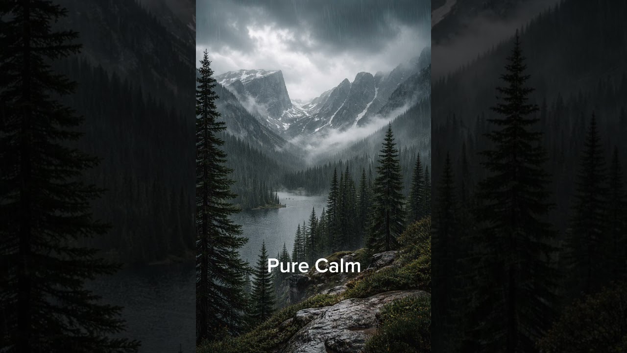 Rainy Day in the Rocky Mountains/ Misty Peaks and Calm Nature