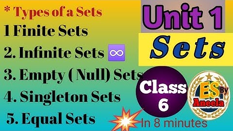 Class 6 Maths Unit 1 Sets Types of Sets Finite Infinite Null Singleton Equal sets | Ai Maths Teacher