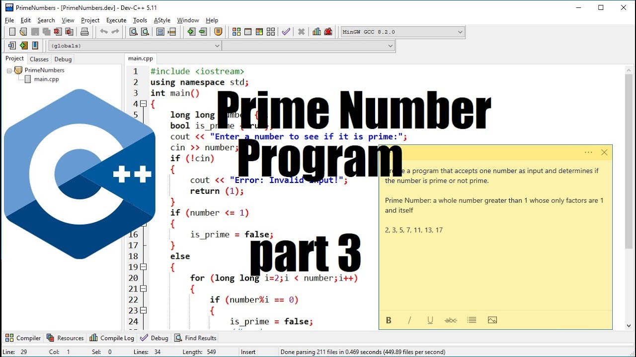C++ Program for Prime Numbers Validation (part 3) - YouTube