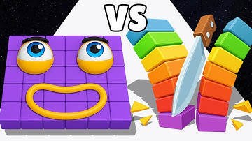 Number And Blocks  vs Slice It All! Gameplay Android iOS – Satisfying Slice & Merge Challenge