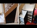 Fabriquer un meuble  chaussures sous escalier coulissant et surmesure