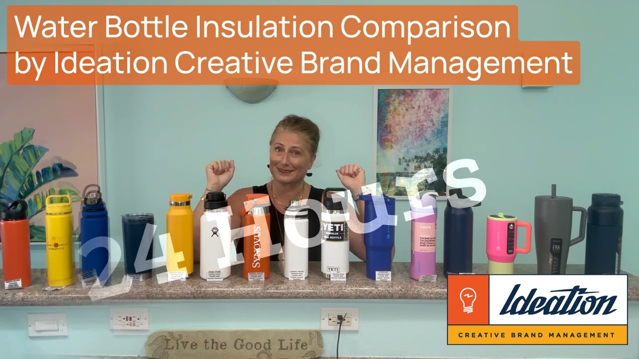 Logoed Water Bottle Insulation Comparison by Ideation Creative Brand Management  