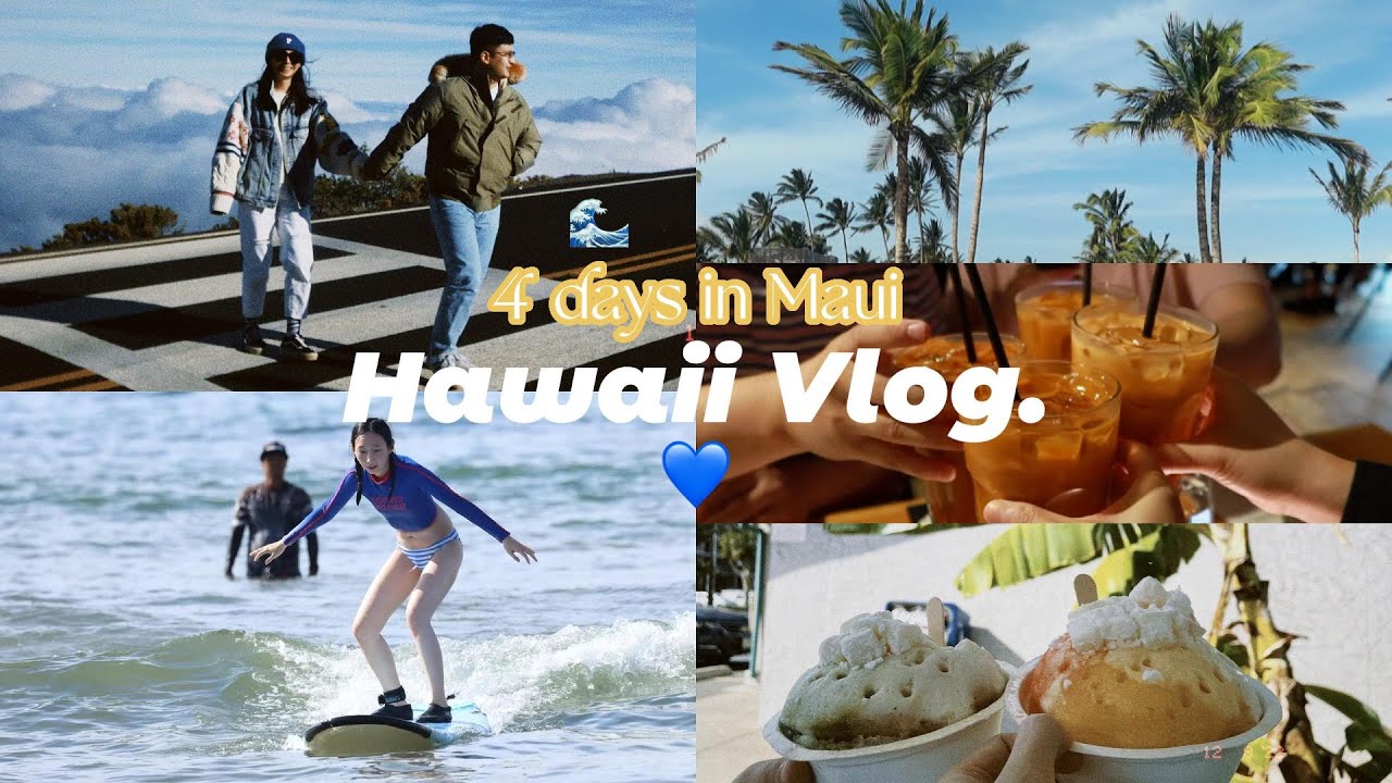 Hawaii VLOG 在Maui的4天/冲浪🏄🏻‍♂️ 云海日出☁️ 黑沙滩🖤 月亮湾浮潜🤿 4 winter days in Maui