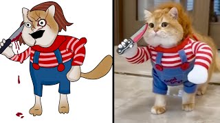 Wanna play with Chucky cat 😱 🐱 new trending animals memes 🤣