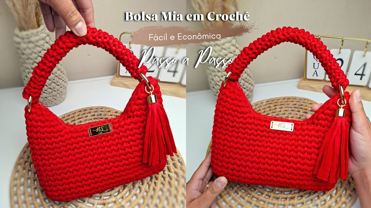 Passo a Passo - Bolsa Mia em Crochê- Fácil e Econômica- Baguette com Ziper- Nah Stein Crochê 