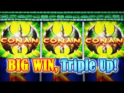 Conan the Barbarian slot, BIG WIN! Triple Up! Hammer Time action and Free Spins Bonus at Yaamava!