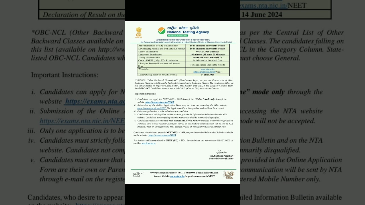 NEET UG Application Form 2024, Exam Date, Eligibility, Fee, Apply, neet.nta.nic.in