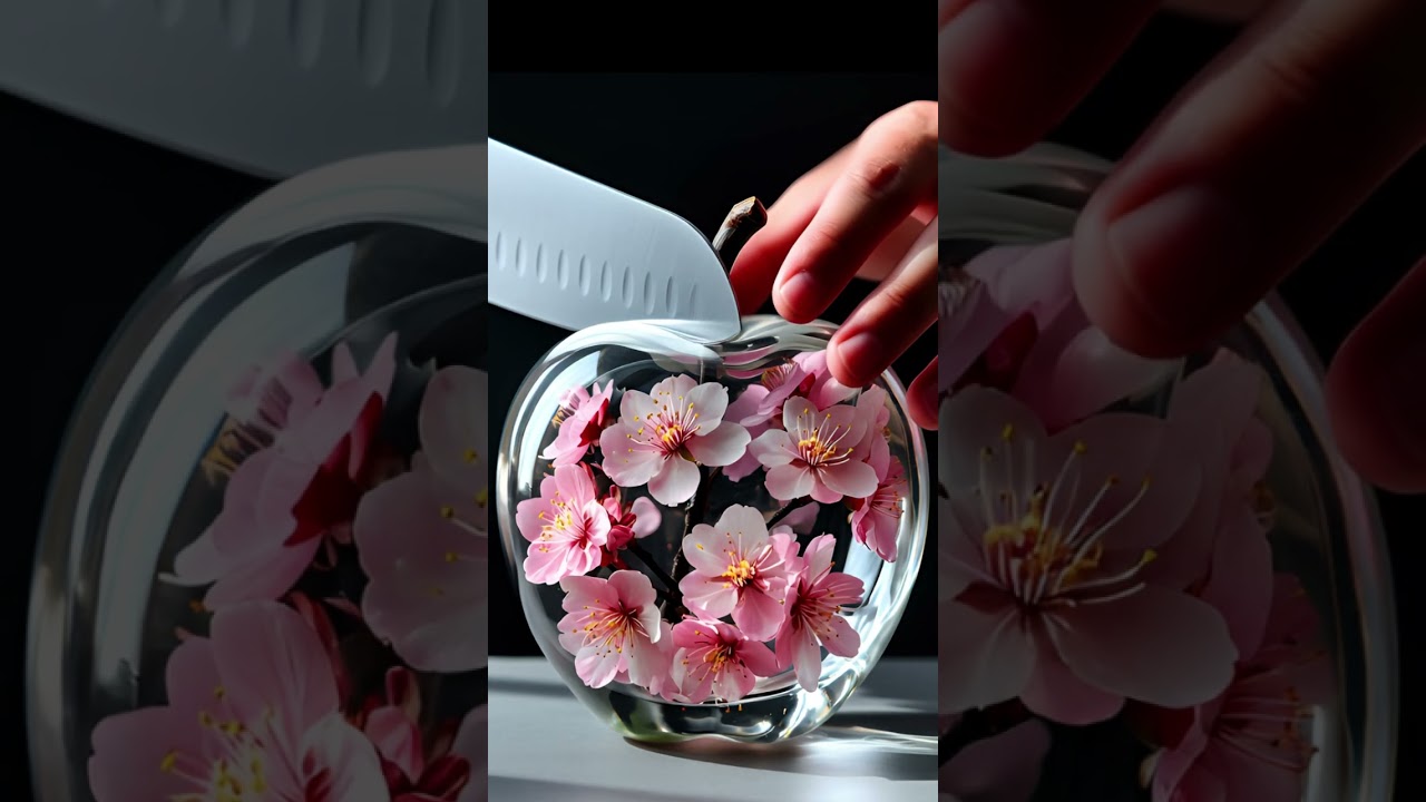 Cutting a White Crystal Apple with Floral Core 🌸 | Satisfying ASMR Slice