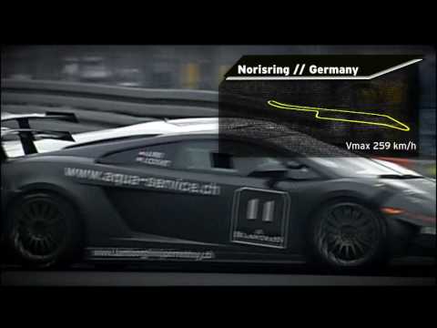 This is a Highlight Trailer of the Lamborghini Blancpain Super Trofeo Race #2 at the Norisring in Germany. The Norisring, located in the city of Nurenberg, is one of the most dangerous racetracks since it features absolutely no safety zones, 4 different kinds of surface and a stunning top speed of up to 270 km/h on the start/finish straight. Team Lamborghini MÃ¼nchenÂ´s driver Jens Klingmann won all three races in a row although he has never driven the car before. Achim Winter and Maximilian Goetz finished third in Race 3. Enjoy the bent metal trailer... there is more to come about Norisring.
