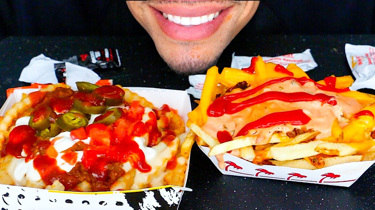 ASMR DEL TACO MUKBANG EATING SOUNDS NO TALKING ANIMAL STYLE FRIES BATTLE CHALLENGE