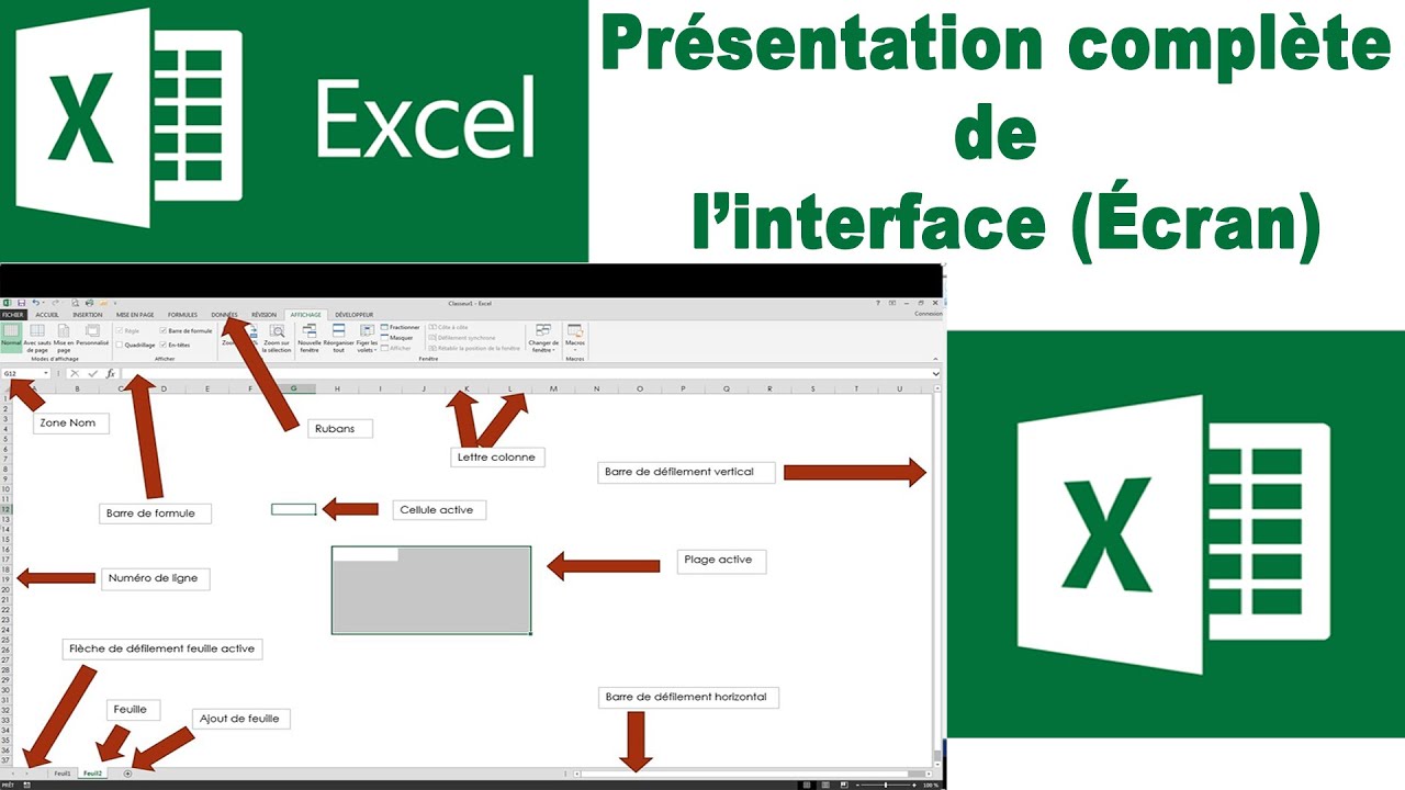 EXCEL PRÉSENTATION COMPLÈTE INTERFACE (ÉCRAN) - YouTube