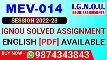 MEV-014 Solved Assignment 2022-23 in English, MEV 14 Solved Assignment 2023, MEV 14 Assignment