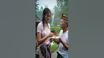 Kasih sayang Cucu Kepada Kakeknya Saat Hujan Deras #shortvideo #shorts #rainsoundsforsleeping #rain