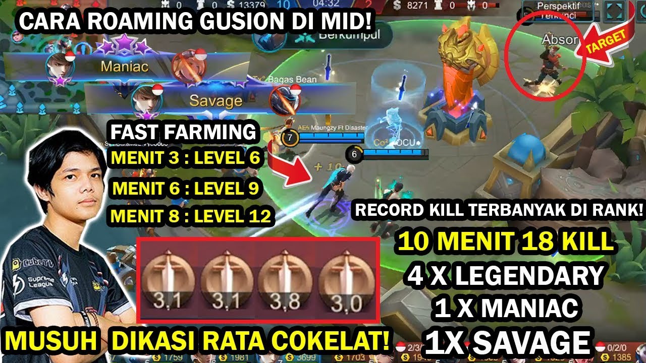 GUSION MAUNGZY SI ANAK KILAT! 10 MENIT 18 KILL! LANGSUNG SAVAGE! MUSUH DIBANTAI! AMAZING GAMEPLAY