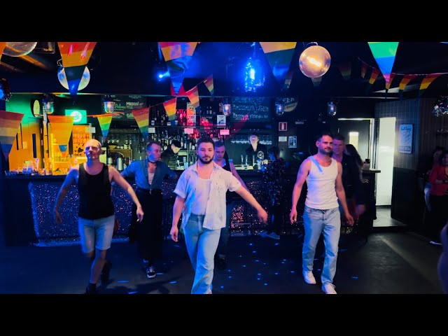 BögBachata Show Team (Queer Men’s Bachata) performing at QueerSalsa Club Extravaganza at Debaser in Stockholm on the 3rd
