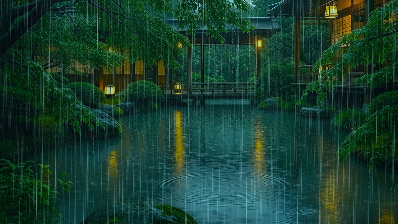 Total Relaxation with Gentle Rain on Wooden Cabin with Thunder | ASMR Rain for Sleep Deeply