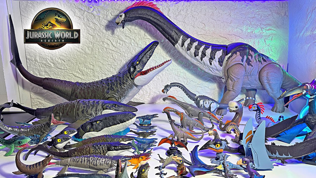 Titanosaurus vs Mosasaurus vs Quetzalcoatlus! Jurassic World Rebirth Dinosaur Toys Collection Battle