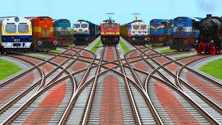 ⭕️9 Trains Crossing At Bumpy Curves Railroad || train simulator | train game train game video screenshot 2