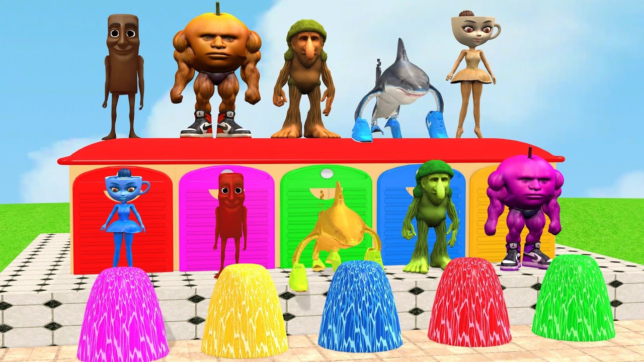 Long Slide Game with Cow Elephant Gorilla Hippopotamus Tiger 3d Animal Game Funny 3d Animals