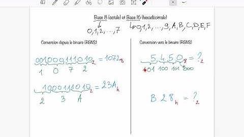 [Bases Num] Bases 8 (octale) et 16 (hexadécimale)