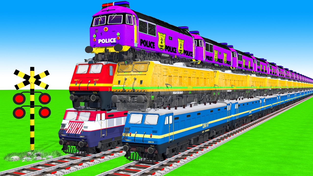 【踏切アニメ】複雑な電車 5 Trains Climbing Pynamid 2025 🚦 Fumikiri 3D Railroad Crossing Animation #1 #1million
