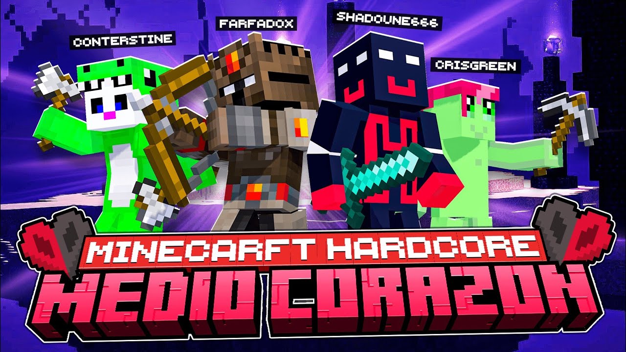 4 Tryhards VS Minecraft Medio Corazón Hardcore 💀