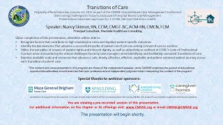 CMSNE Transitions of Care - On-demand Webinar