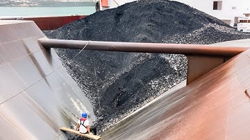 Barge unloading 3730 tons of phosphate ore - Barge work vlog - Relaxing flow