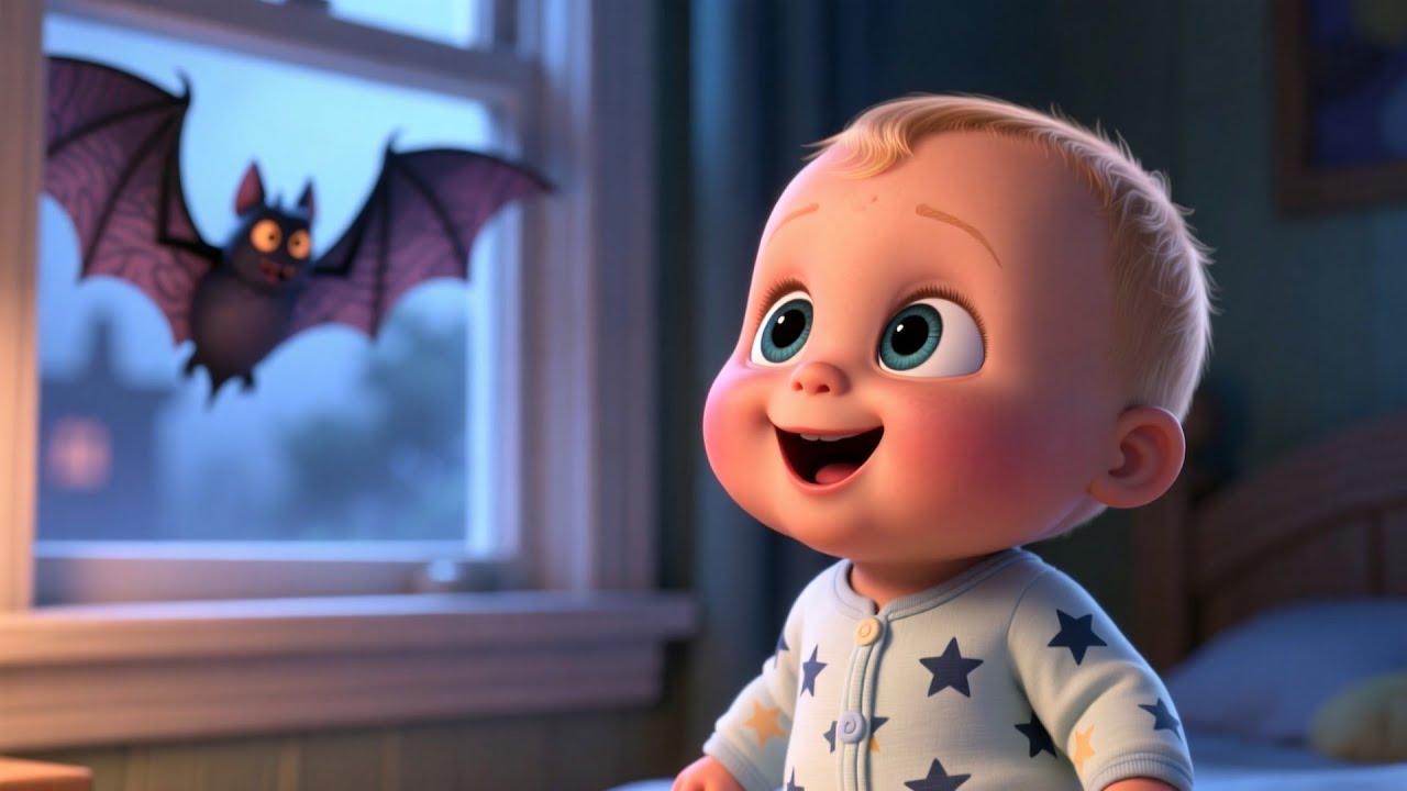 Baby Flying Bat Night Show 🦇🌙 Fun Nighttime Adventure Song for Kids | Playful Nursery Rhyme