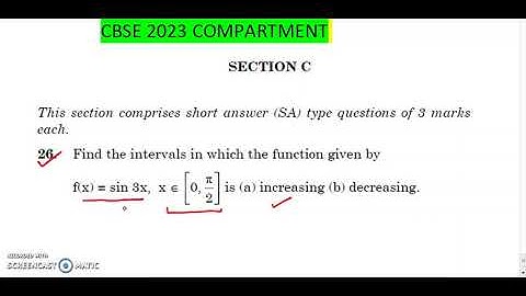 Find the intervals in which the function given by f(x) = sin 3x increasing , decreasing