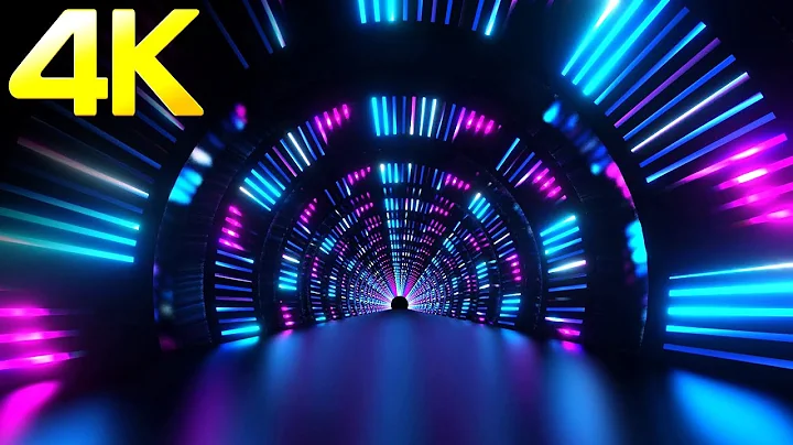 4K OLED Abstract Neon Light Circles Tunnel Blue & Pink Color Black Screen Relaxing Neon Lights Video